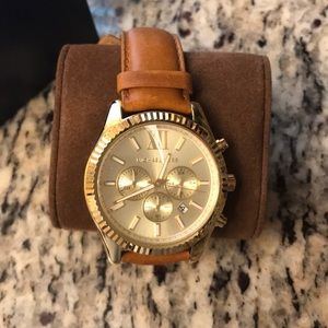 Michael Kors gold and leather band watch
